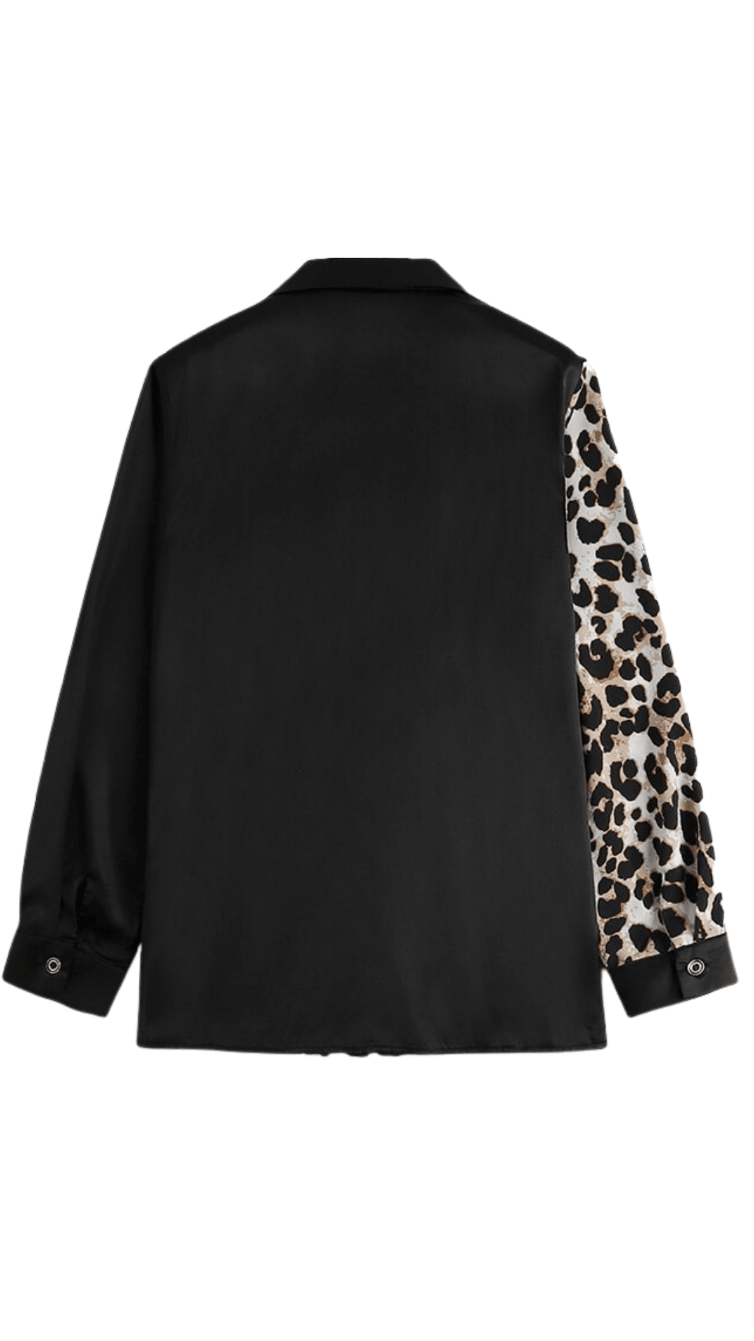Black Satin Leopard Shirt - Amelry