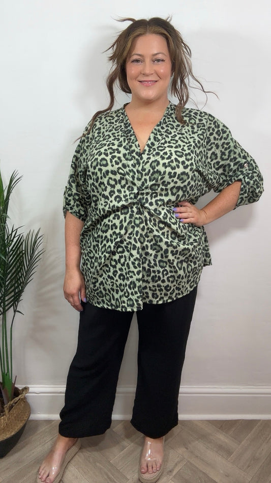 Lila Leopard Twist Top