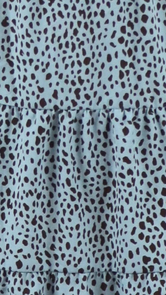 Blue Dalmatian Tiered Dress - Amelry