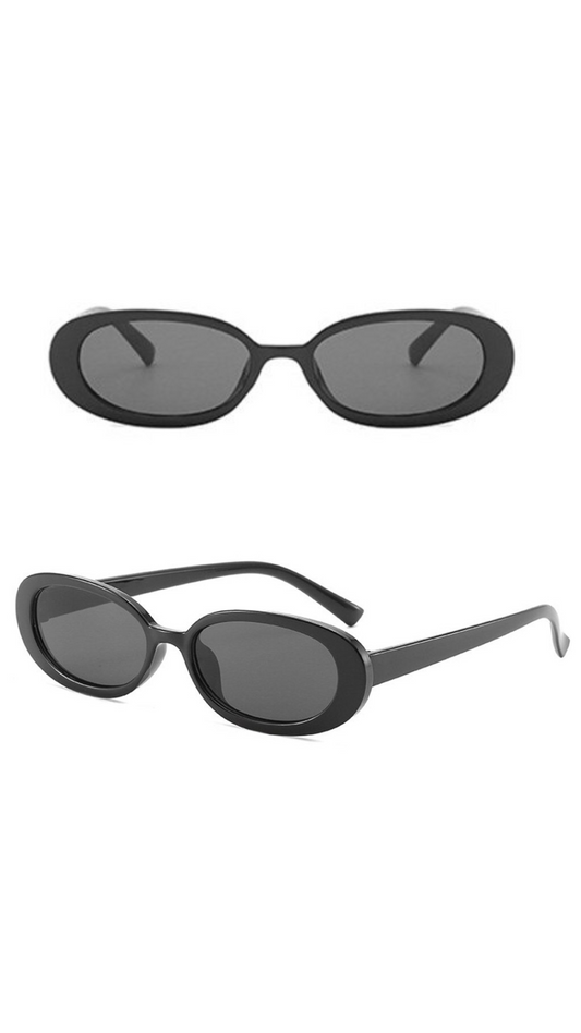 Retro Oval Black Sunglasses