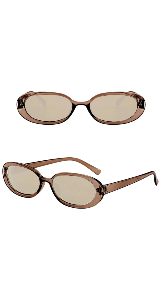 Retro Oval Brown Sunglasses