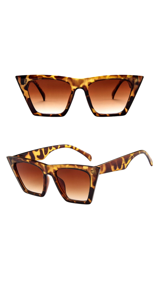 Oversized Brown Leopard Cat Eye Sunglasses