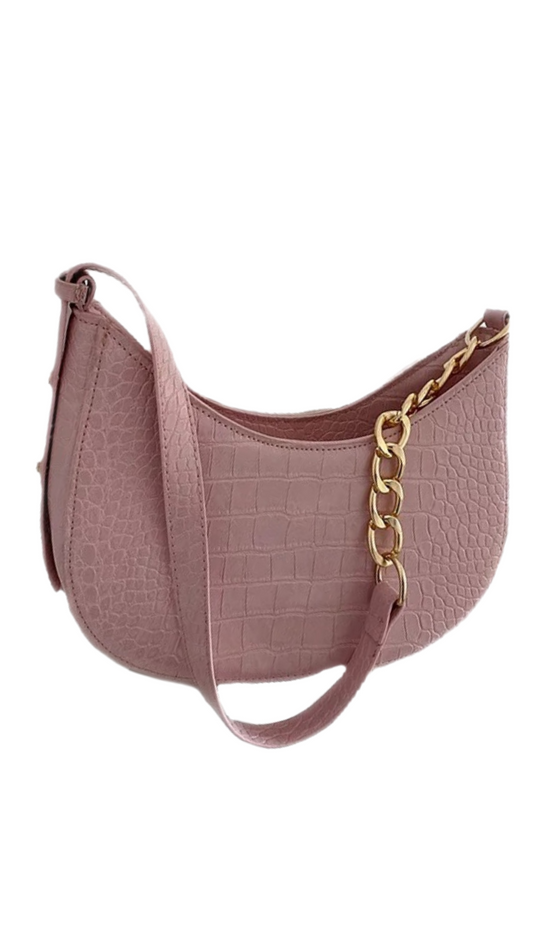 Pink Croc Shoulder Bag